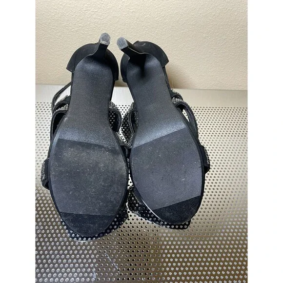 Heart In D Black Scrappy Rhinestone Sandal Size 8 - Picture 4 of 4